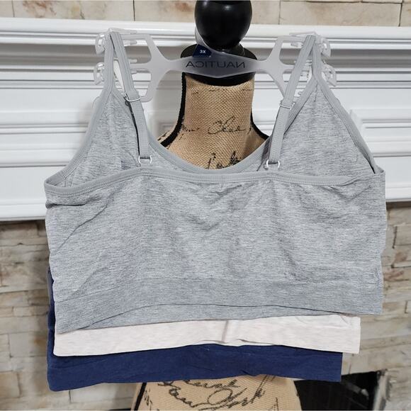 Nautica 3pk active athletic workout lounge bras bralettes plus size 1X 2X‎ New - Picture 4 of 7